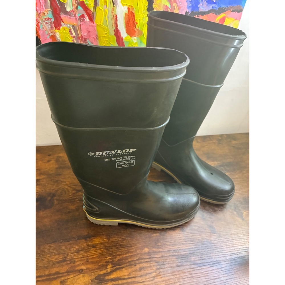 Dunlop Steel Toe Work Boots Steel Shank Waterproof Rubber Black Mens 7 Womens 9